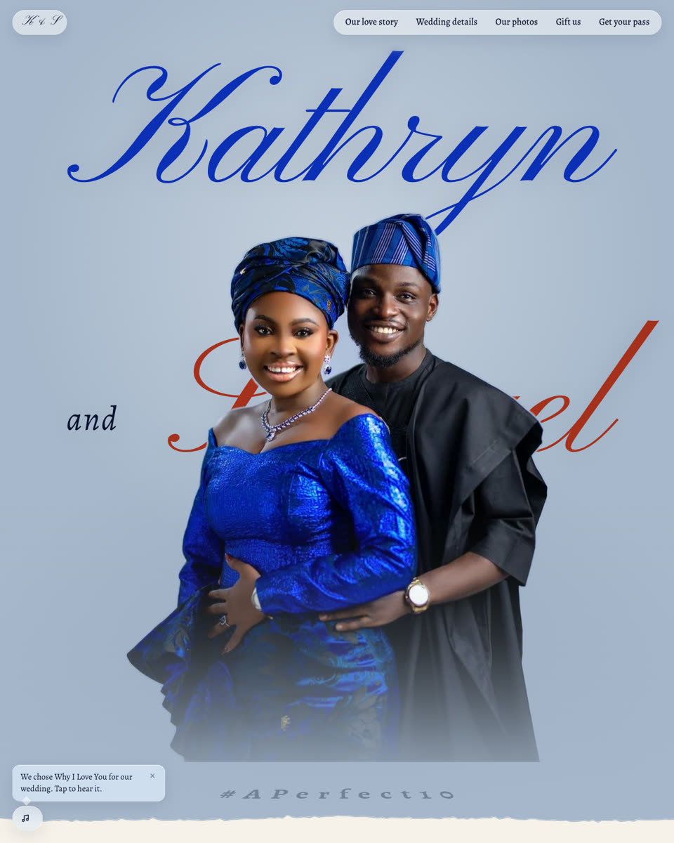 The wedding website for Kathryn and Samuel